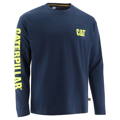 

Caterpillar Мужская торговая марка Баннер с длинным рукавом Tee Blue  Аксессуары для одежды, Синий