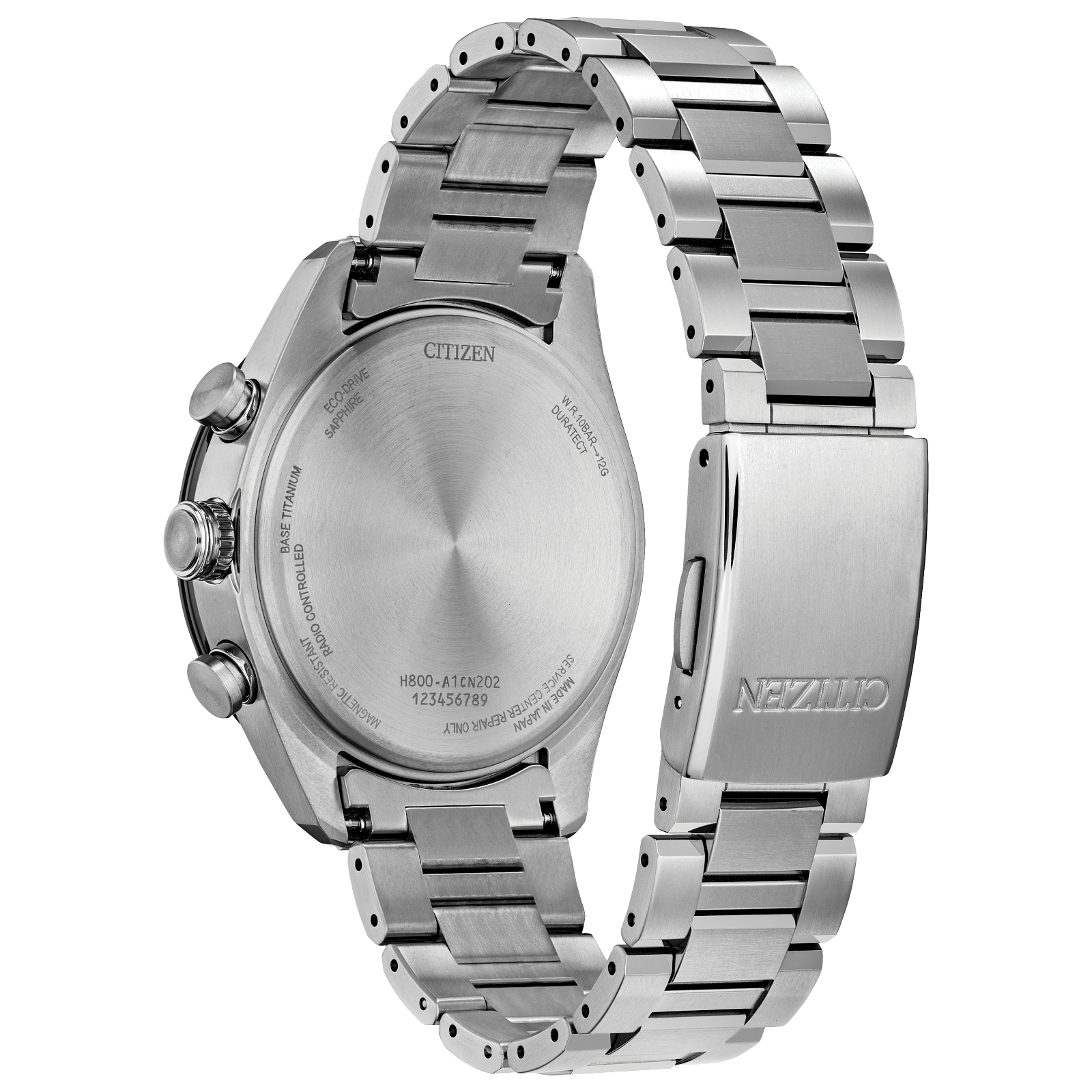 Pre-owned Citizen Ø42 Super Titanium Unite W/blue Atomic Perpetual World Radio At8188-64l