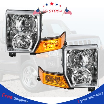 Left & Right Headlight Set Fits Jeep Commander 2006-2010 CH2518117 CH2519117