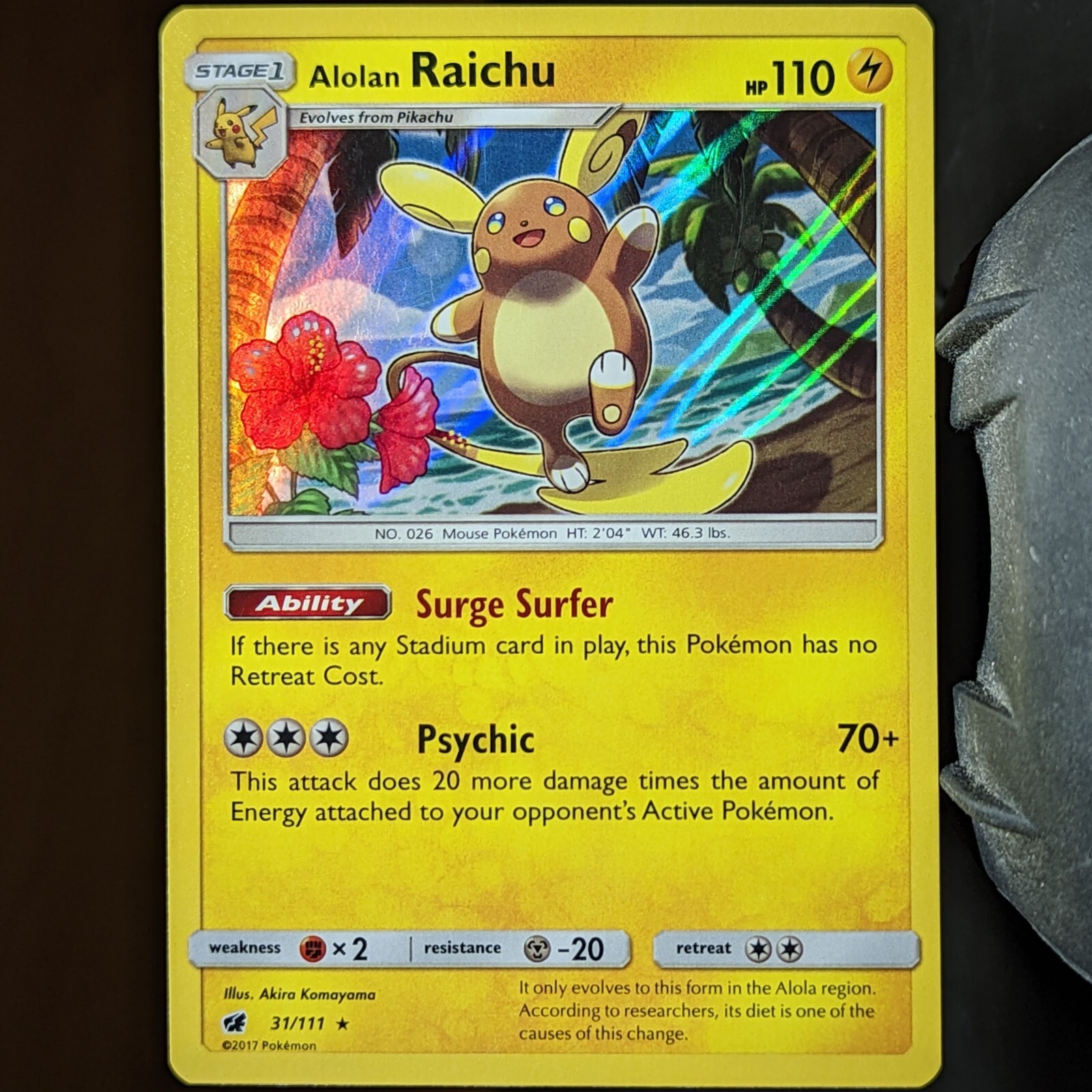 Alolan Raichu 31/111 LP/NM Holo Crimson Invasion Foil Pokemon Card
