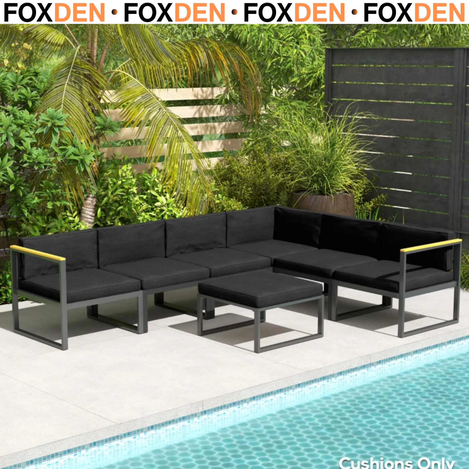 Set of 14 65L x 65W x 8Dcm Dining Set Washable Cushions for Dining Room Black