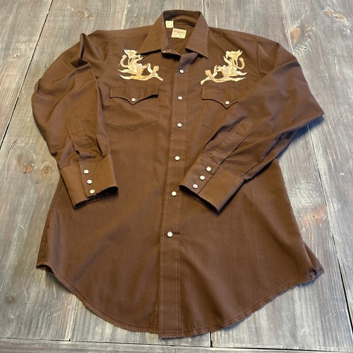 トップス Made in USA 1970's~ FARAH western shirt Vintage 70s Farah Western Wear Button Up Shirt Tan Polyester