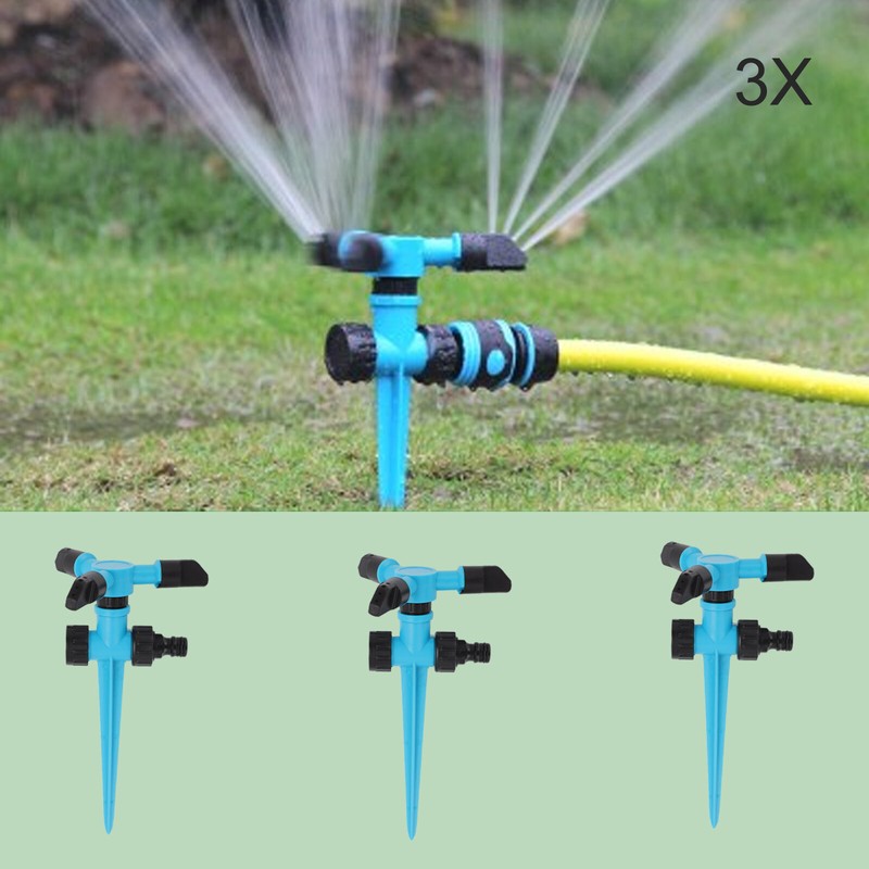 3 Stk 360° Rasensprenger 3Arm Gartensprenger Sprinkler Regner Garten Bewässerung