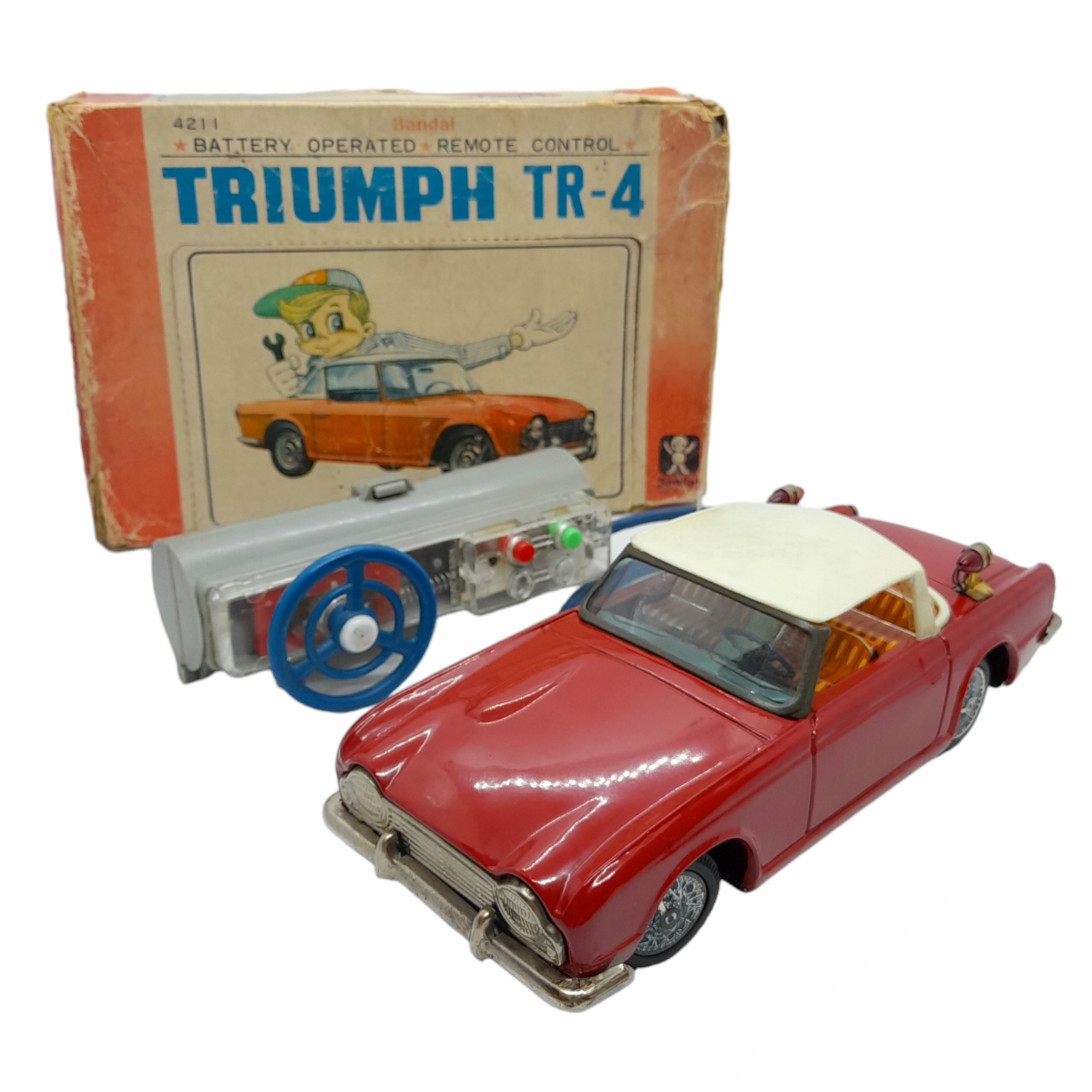 Vintage 1960's BANDAI 'TR-4 Triumph' Car Bat.Op Remote Vintage 1960's BANDAI 'TR-4 Triumph' Car Bat.Op Remote