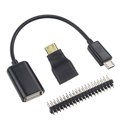 3 in 1 Micro USB Cable + Header + HDMI to HDMI Adapter for Raspberry Pi Zero W