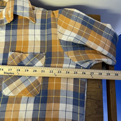 Vintage 70's Big Mac JCPenney Cotton Blend Flannel Shirt Adult XL Orange Blue