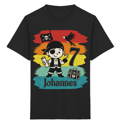 Piraten Geburtstagsshirt Kinder, personalisiert mit Name & Zahl, Junge