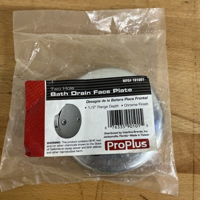 ProPlus Two Hole Bath Drain Face Plate- # 101001 Chrome Finish 3-3/8'' x 1/2''