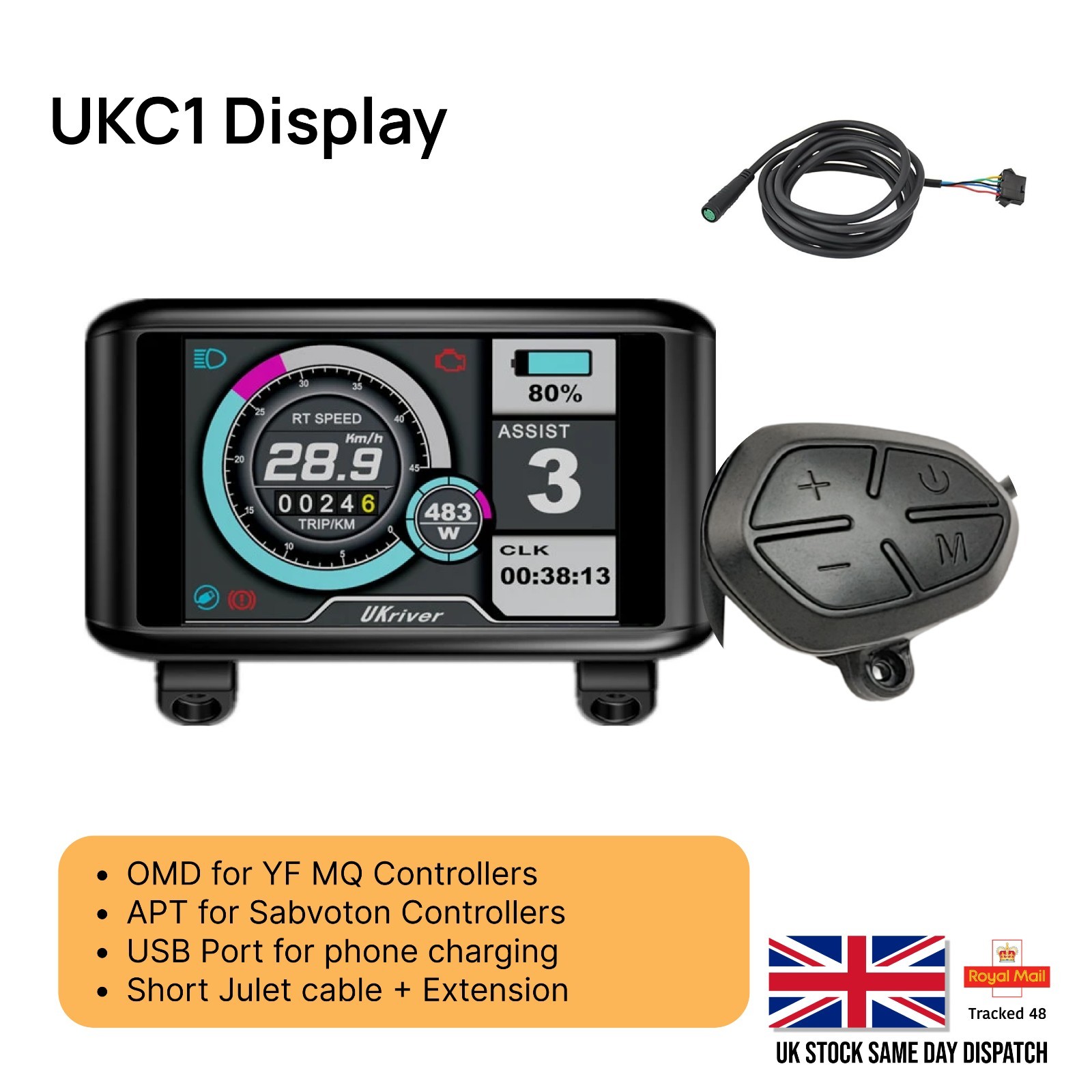 UKC1 LCD Colour Display Electric Bikes For Sabvoton or YF/MQ Controller