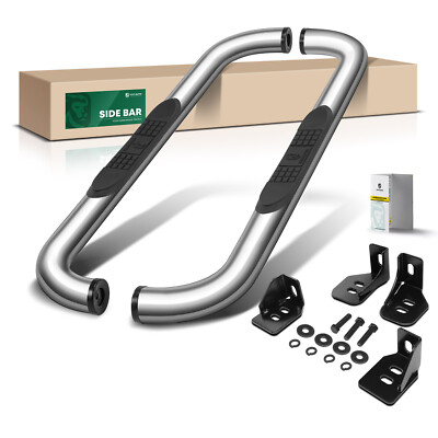 3'' Chrome S/S 304 Round Side Step Bars for Chevy Silverado Sierra Standard Cab