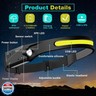 FBKK LED Headlamp Rechargeable, 230°Wide Beam Headlight with Motion Sensor, Waterproof Lightweight Head Lamp Flashlight for Camping, Hiking, Running, Outdoor for Adults and Kids