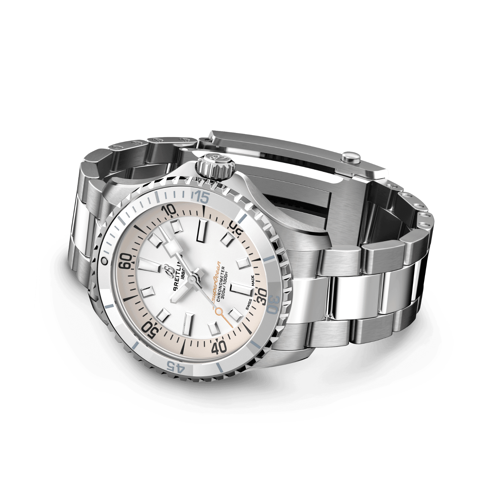 Pre-owned Breitling Superocean Automatic 36 White Dial Stainless Steel Watch A17377211a1a1