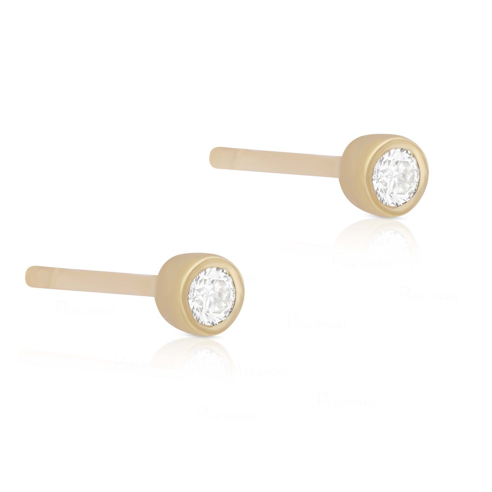 0.10 Ct. Diamond Mini Stud Earrings 14k Yellow Gold VS1 Clarity F Color Jewelry