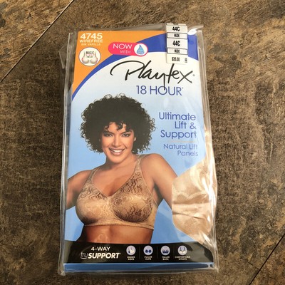 Playtex NUDE 18-Hour Ultimate Lift and Support WireFree Bra, US size 44C