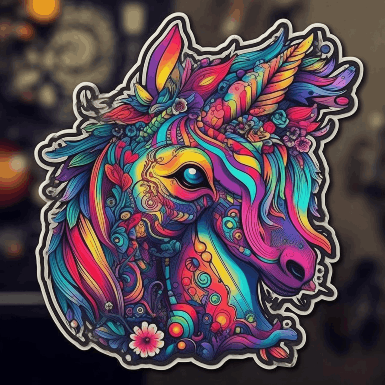 Colorful Unicorn Sticker Cup Laptop Car Vehicle Window Bumper Vinyl Decal