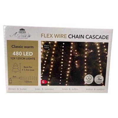 Lichterkette außen Baumvorhang Weihnachten 1,2m 12 Stränge 480 LED Timer Dimmer