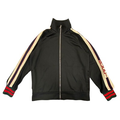 【送料&関税込】Gucci Black Stretch Polyester Jacket Gucci Interlocking G Zip Jacket (Coats and Jackets) IFCHIC.COM