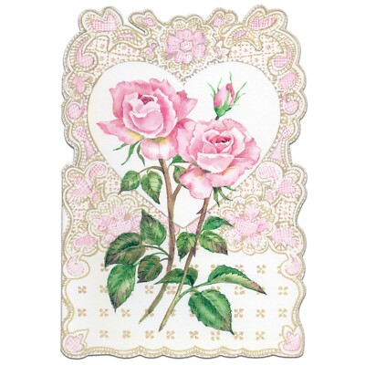 Happy VALENTINE'S DAY Card, Rose Original by Barbara Wilson   Caspari + Envelope