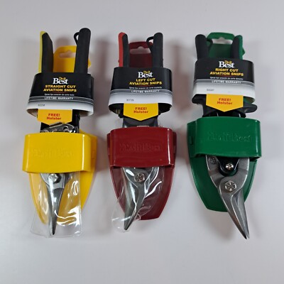 Do It Best Aviation Snips with Holsters Straight Left Right Cut 10'' Set/3
