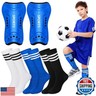 Liliful 4 Pcs Soccer Shin Guards Set for Kids Youth Include 1 Soccer Shin Guards with 3 Soccer Socks Protective Soccer Shin Pads Soccer Gear for Girls Boys Children Teens Kid(Blue)