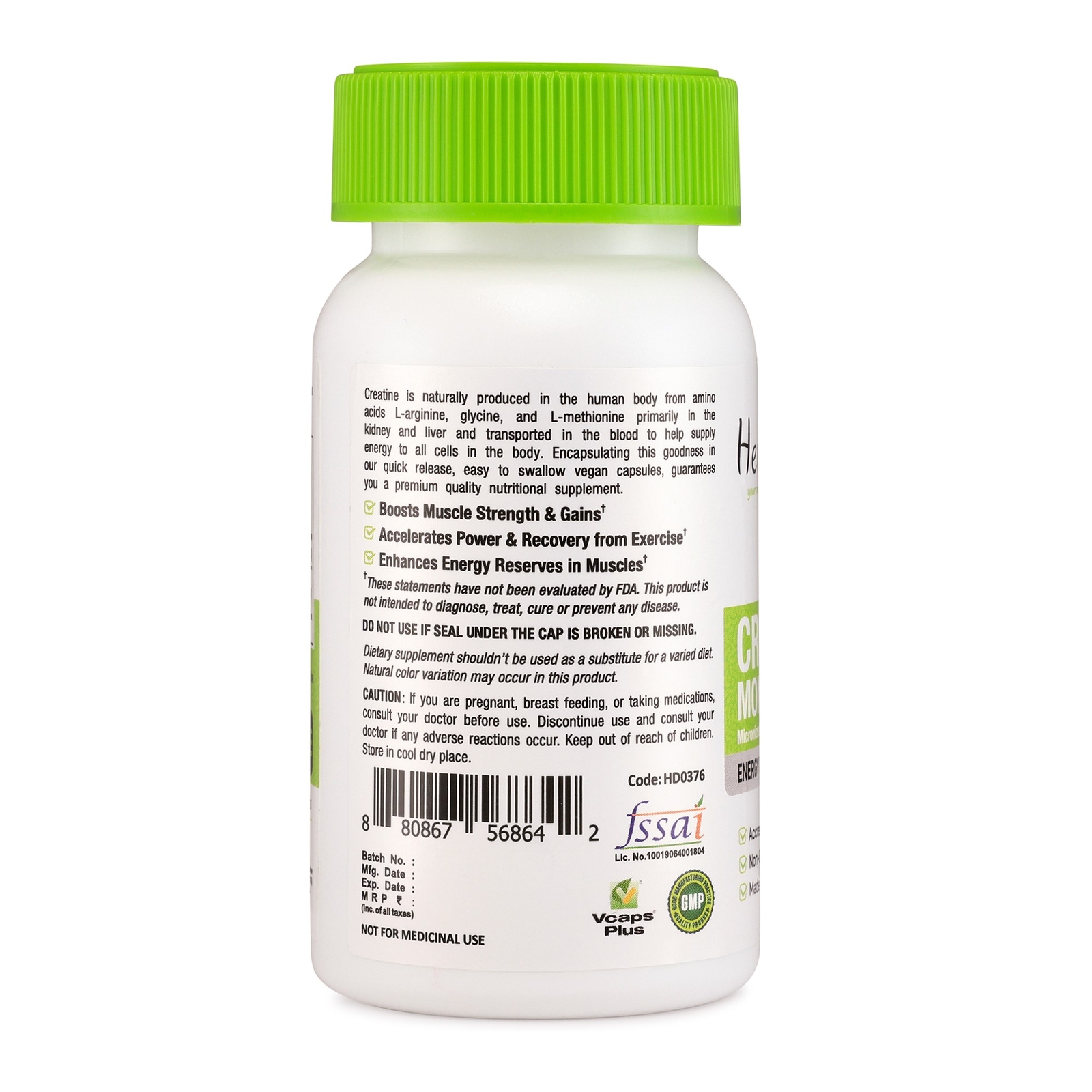 Micronized Creatine Monohydrate PURE Capsules Muscle Gain Strength Booster - Picture 3 of 4