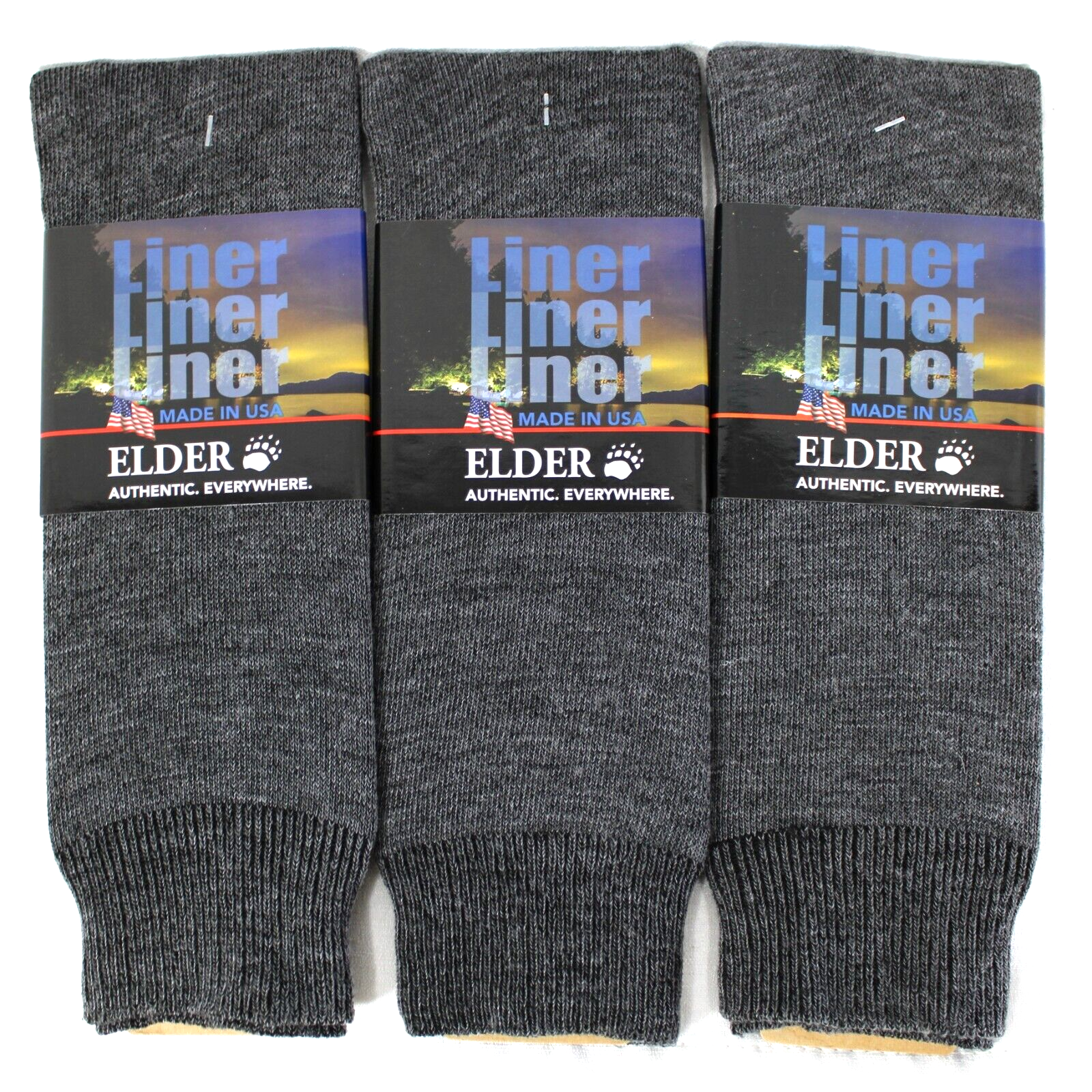 NEW Elder 3 Pairs Sock Liners Liner Gray Polypropylene Made USA Fits 10-13