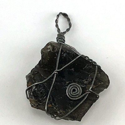 Pendant Wire Wrapped Obsidian Glass