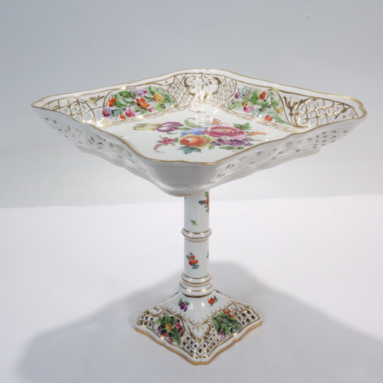 Antique Dresden Porcelain Footed Bowl or Tazza compote centerpiece PC