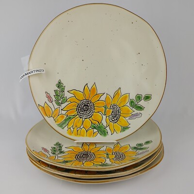 Set of 4 Spectrum 2022 Goldfinch Sunflower Yellow Green 10.5'' Dinner Plates