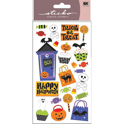 Crafts Sticko Stickers Trick Treat Happy Halloween Candy Ghosts Bats Black Cat