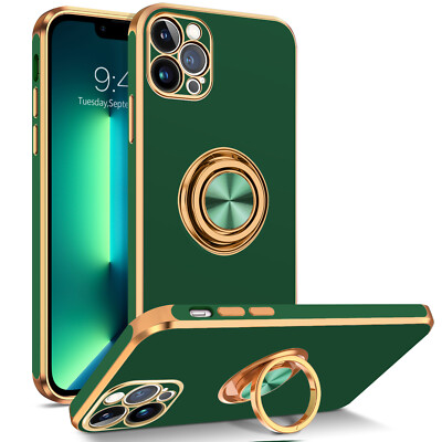 For iPhone 16/15/14/13/12/11 Pro Max Phone Case Heavy Duty Shockproof Ring Cover