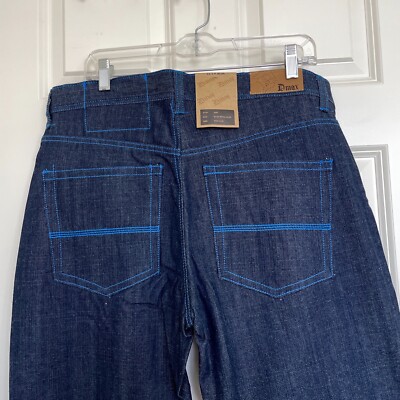 D Max Jeans Men's 34X32 Embroidered Pocket Rap Hiphop Y2K Blue Denim Pant