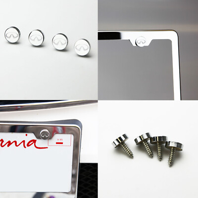 Silver Laser Etched Logo Custom License Plate Frame Fastener Chrome Screws Caps