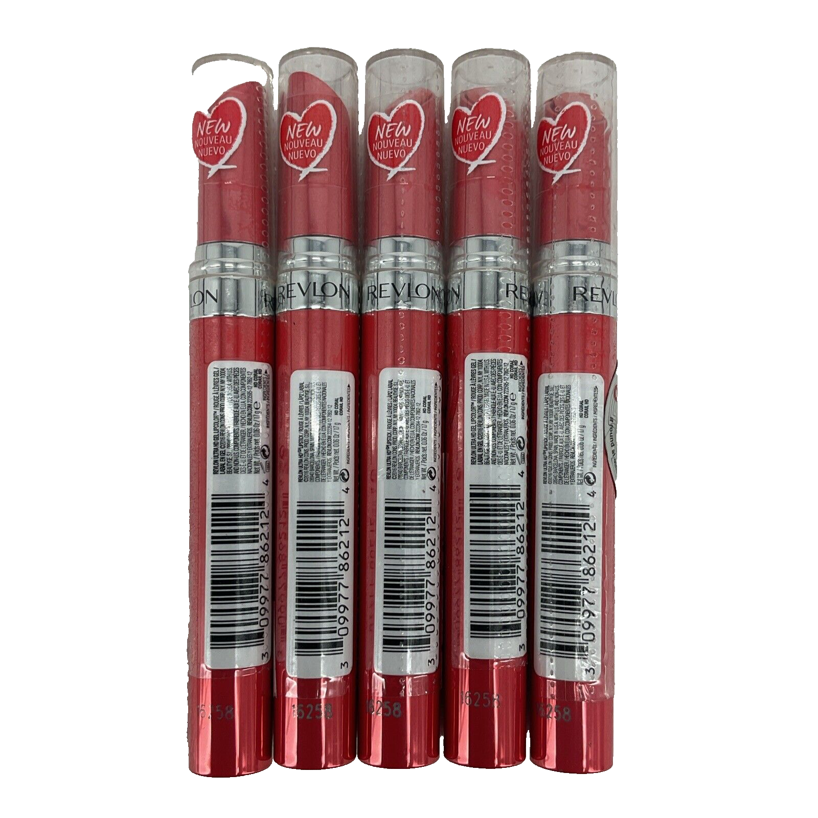 5 PACK Revlon Ultra HD Gel LipColor Lipstick 740 HD CORAL Shade Full Size x5 NEW