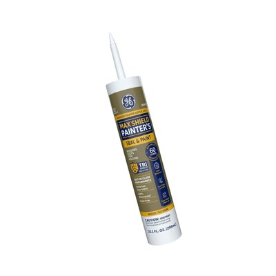 GE Max Shield Painter's Siliconized Acrylic Latex Sealant Caulk, White, 10.1oz