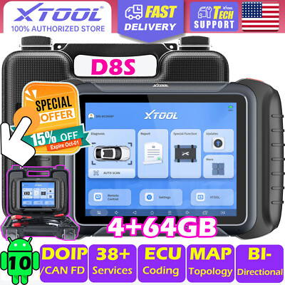 XTOOL Scanner D8S Bidirectional Auto Diagnostic Tool Car E.CU Module Coding 2024