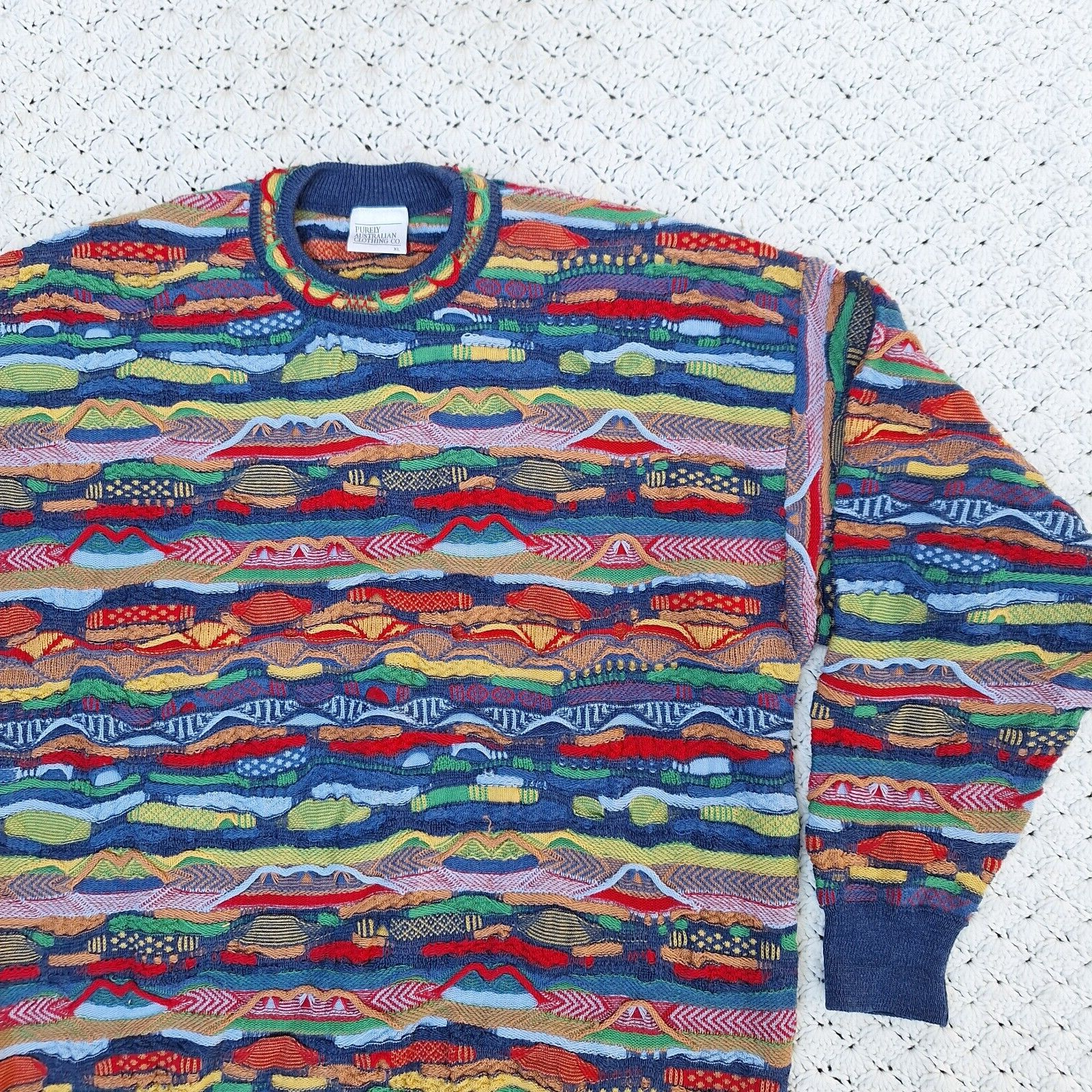 Vtg Purely Australian Clothing Co 3D Textured Knit Colorful Vtg Purely Australian Clothing Co 3D Textured Knit Colorful
