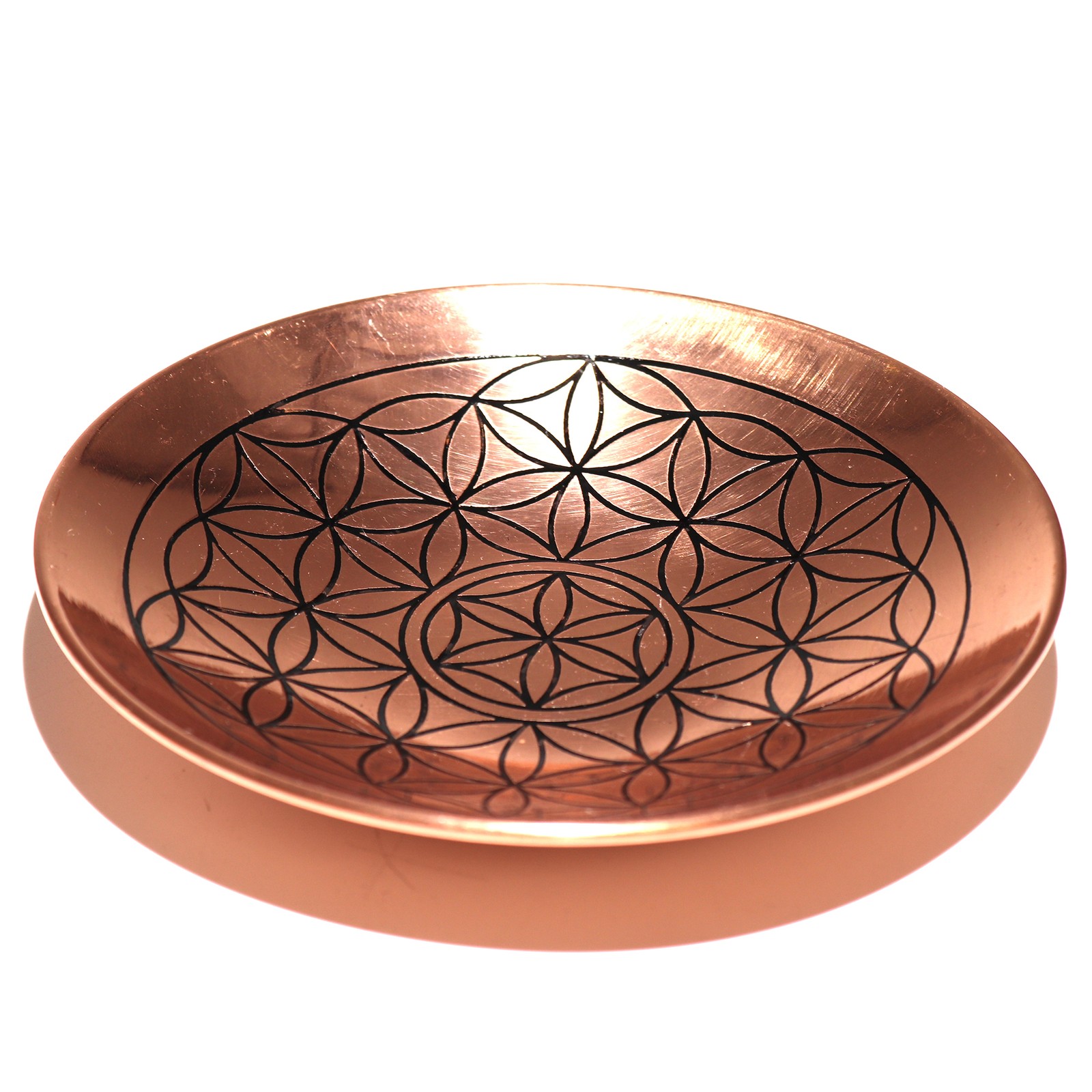 Smudge Plate Ritual Altar Copper Offer Flower of Life Pattern Smudging Plate