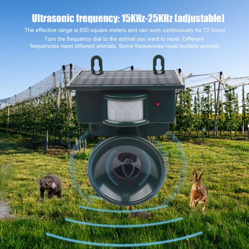 Solar Ultrasonic PIR Motion Repeller Animal Pest Controller Scarer Deterrent US