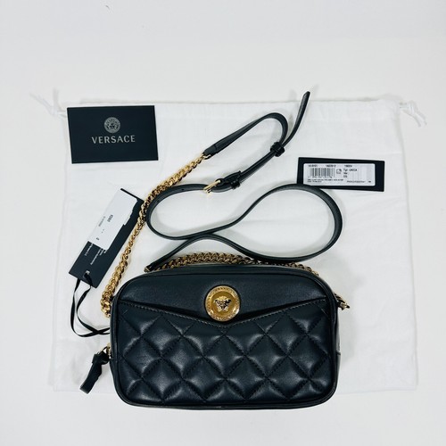 【送料&関税込】Versace Quilted Nylon Camera Bag With Versace La Medusa Blue Quilted Small Camera Crossbody Bag
