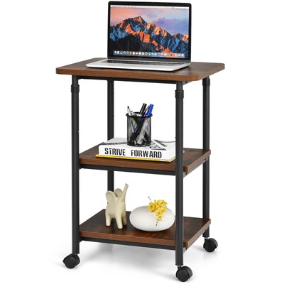 Adjustable 3-Tier Printer Stand W/ 360° Swivel Casters Sturdy Construction
