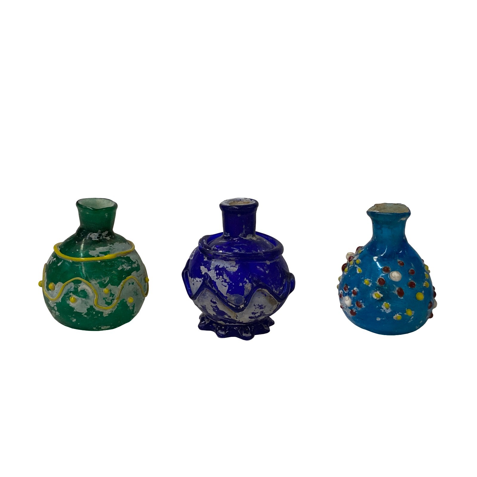 3 x Distressed Look Color Glass Small Bottle Vase Display ws2468S 3 x Distressed Look Color Glass Small Bottle Vase Display ws2468S