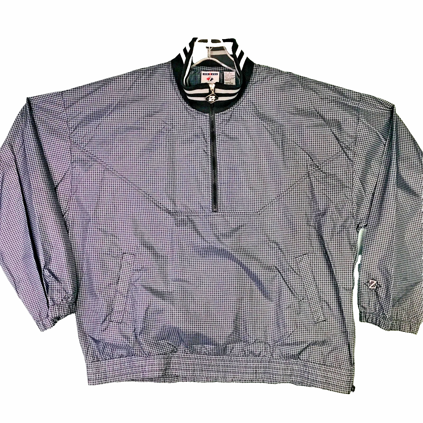 Vintage Jerzees Grey Plaid Coated Nylon Windbreaker Jacket front