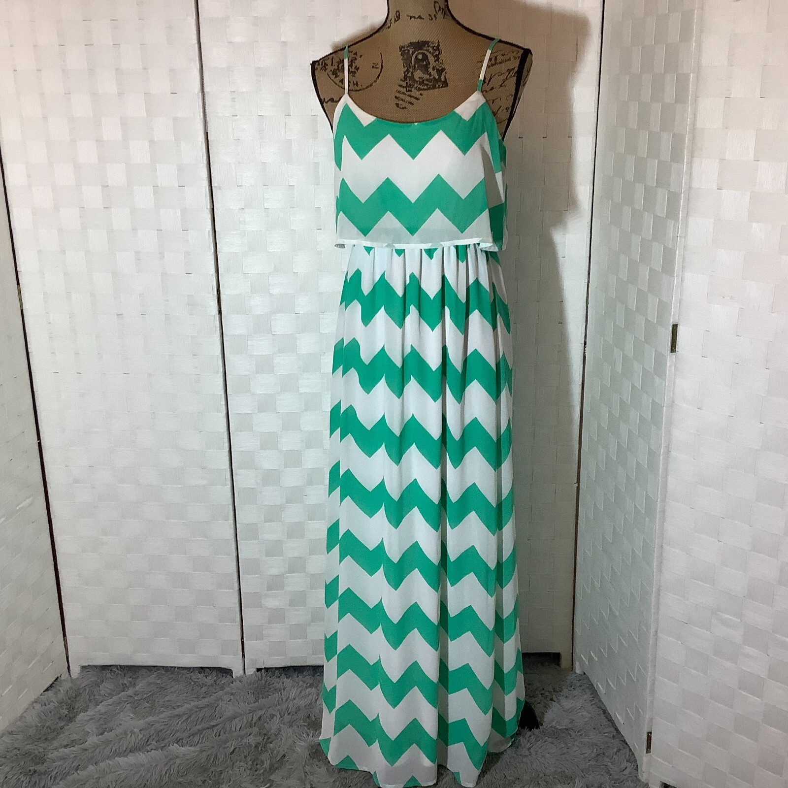 takara white teal mint chevron maxi ...
