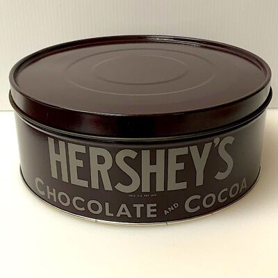 vtg HERSHEY S Tin 1981 Authentic Reproduction Label Clean Functional Brown
