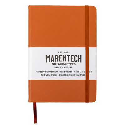 Marentech Leather Notebook | Leather Journal | Two - Pack | A5 | 192 pgs