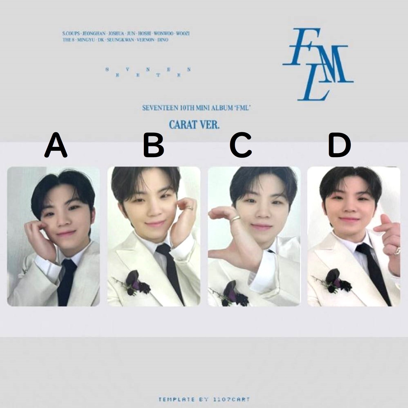 WOOZI SEVENTEEN - FML - CARAT ver. Official Photo card SVT WOOZI SEVENTEEN - FML - CARAT ver. Official Photo card SVT