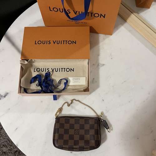 Authentic Louis Vuitton Mini Pochette Accessories Damier Ebene MADE IN |  eBay