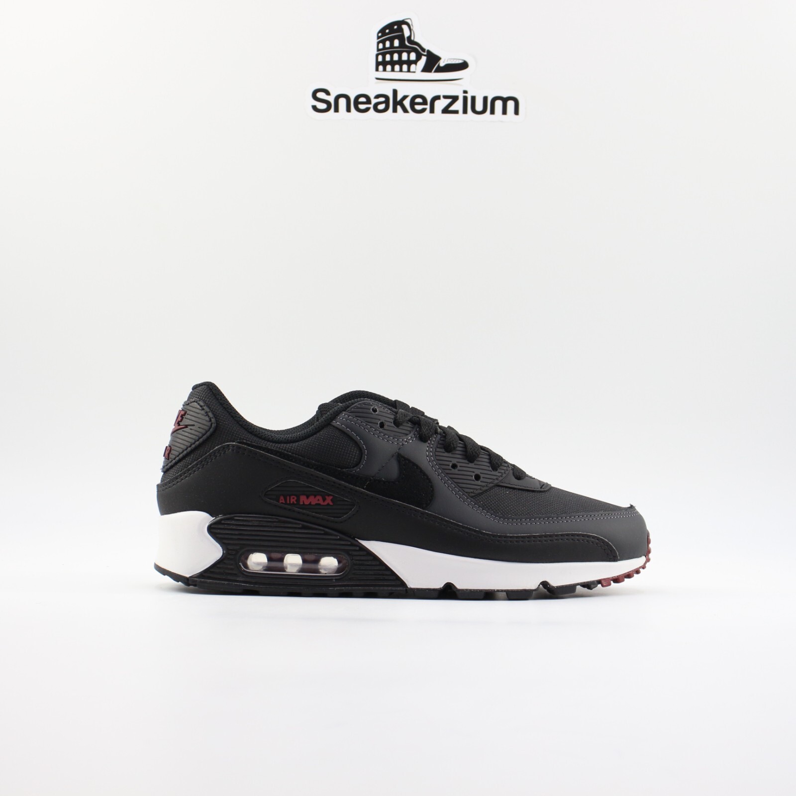 

Nike Air Max 90 Black Bordeaux Anthracite Red DQ4071-001 Мужские новинки, Черный, Nike Air Max 90
