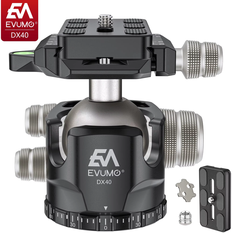DX40 Low Gravity Low Profile Tripod Head 360° Panoramic Ballhead and 20kg Max Lo